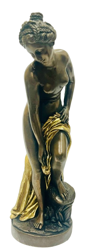 Fair Lady Statue 11″ X 3.3" Ceramic Bronze Color and Gold