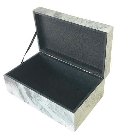 Jewelry Case/Box Marbled White 8.25" X 5" X 5" Glass with Gem Cluster