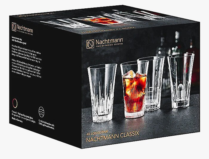Hi-Ball 4 Tumblers by Nachtmann Crystal 12-OZ volume Capacity, Classix collection
