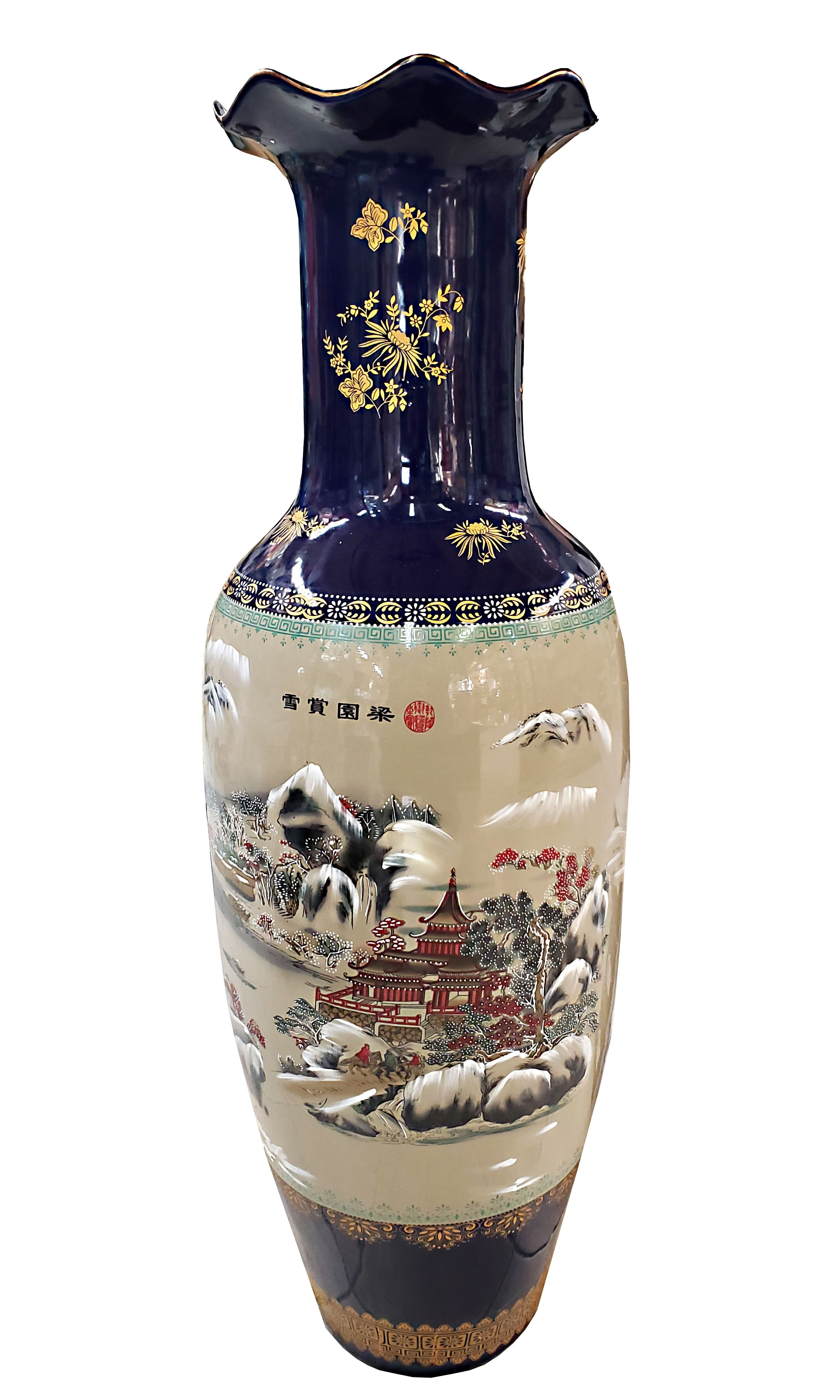 Cobalt Painted Vase 42" x 14"