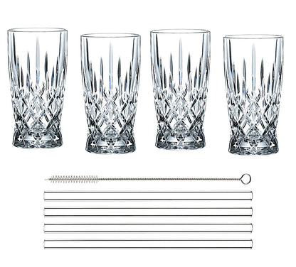 Nachtmann Noblesse 4 Latte Macchiato + 4 glass straws