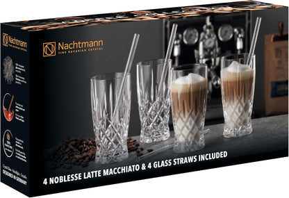Nachtmann Noblesse 4 Latte Macchiato + 4 glass straws