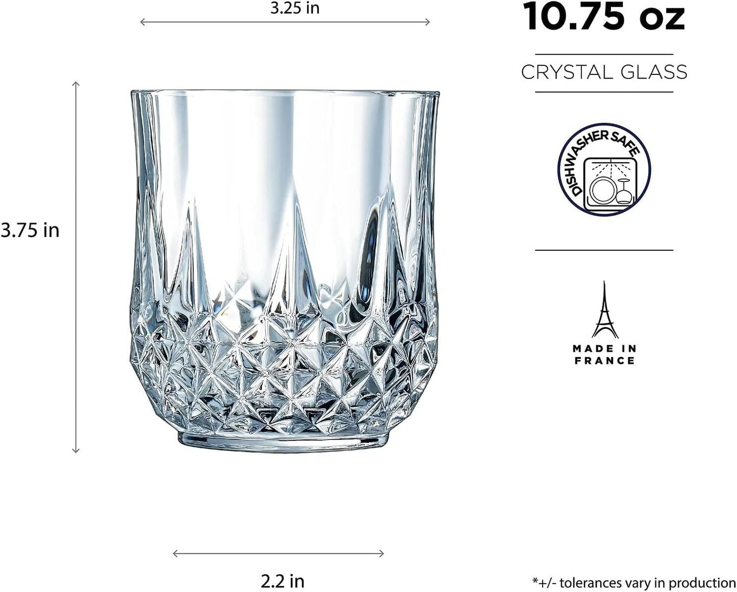 Cristal D'Arques Longchamps Mixer Glass, Crystal, 32 cl, Pack of 6