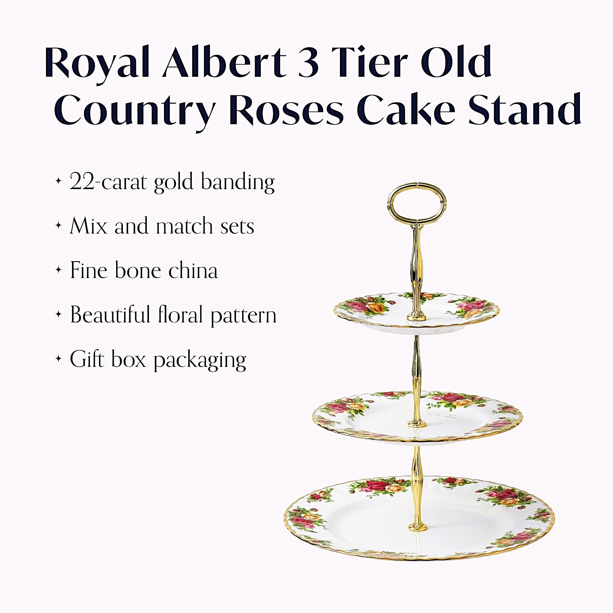 Royal Albert Old Country Roses 3-Tier Cake Stand Bone china 13666