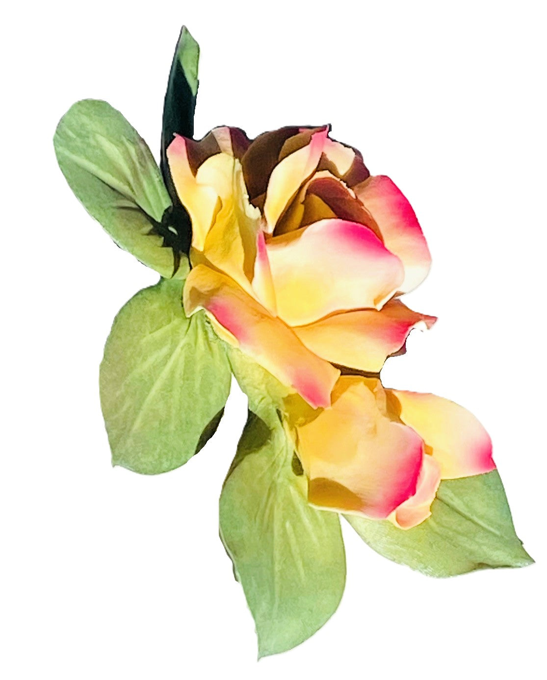 Capodimonte Rose and Bud Porcelain 7" Flower (Yellow & Purple) Hand painted and hand Made in Italy