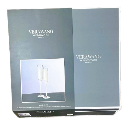 Vera Wang Love Knots Toasting Flute Pair Silver Plated by Wedgwood