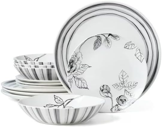 Oneidas Sketchbook 12 Piece Dinnerware set, Dishwasher and Microwave Safe
