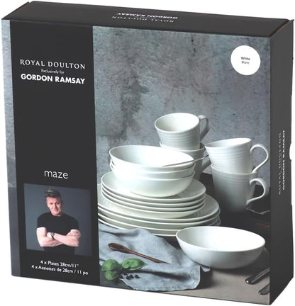 Gordon Ramsay Maze White 4 Dinner Plate by Royal Doulton  11"diameter