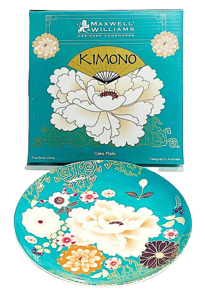 Maxwell & Williams Kimono Cake Plate Teal 20CM Bone China