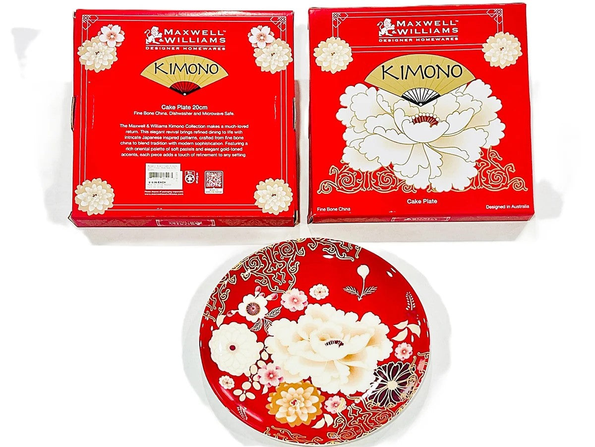 Maxwell & Williams Kimono Cake Plate Red 20-CM Dishwasher and Microwave Safe