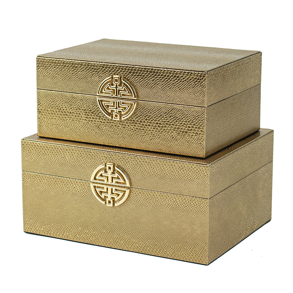 Jewelry Case Gold Leather 2 Box High Quality Set