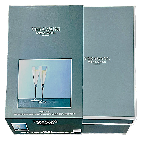 Vera Wang With Love Toasting Flute Pair Silver Plated 5.5-oz, by Wedgwood