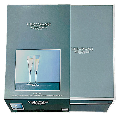 Vera Wang With Love Toasting Flute Pair Silver Plated 5.5-oz, by Wedgwood