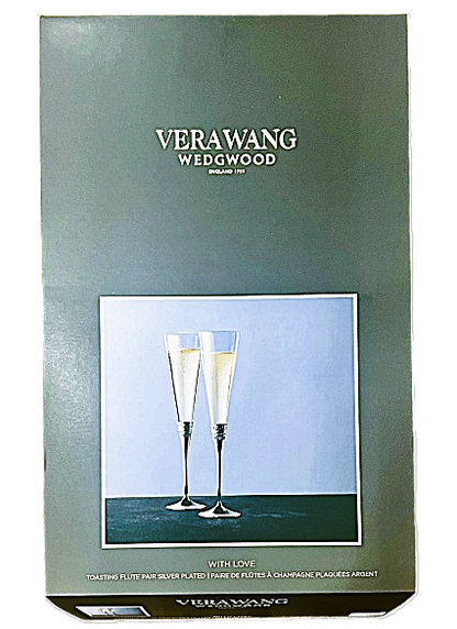 Vera Wang With Love Toasting Flute Pair Silver Plated 5.5-oz, by Wedgwood