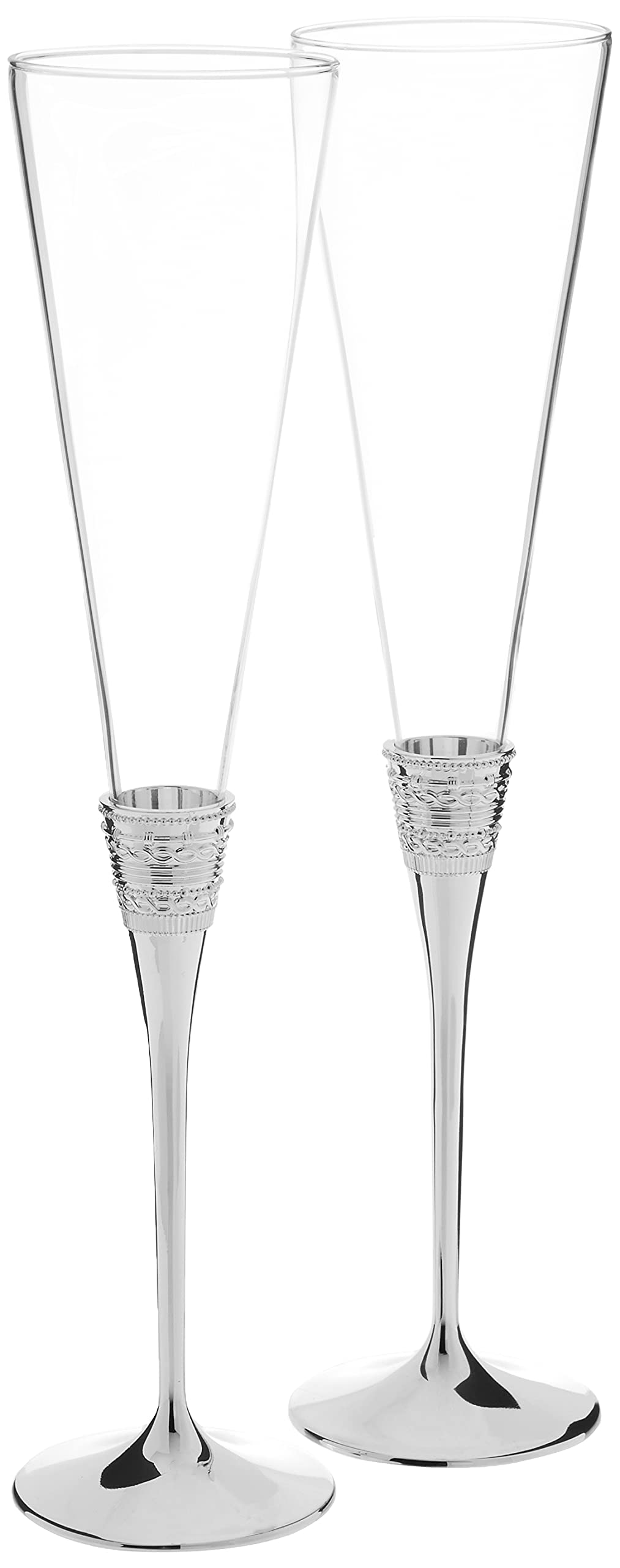 Vera Wang With Love Toasting Flute Pair Silver Plated 5.5-oz, by Wedgwood