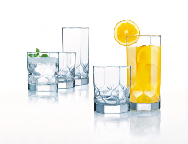 Luminarc Drinking Glass 16 Piece Set Every day Tumblers, Topaz Collection