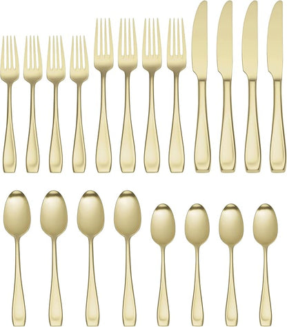 Oneida Moda Satin Champagne 20 Piece Fine Flatware Set, Service for 4
