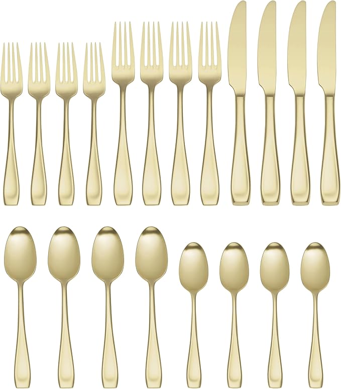 Oneida Moda Satin Champagne 20 Piece Fine Flatware Set, Service for 4