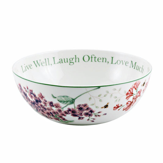 Lenox Butterfly Meadow Bowl by LENOX 9" X 3.5"Hi  (Live well, Laugh often, Love much)  811432