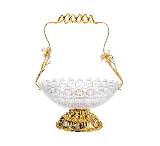 Lace Cut Bowl and Gold Handle 9.5" by Joseph Sedgh
