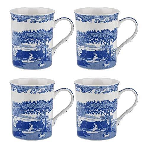 Spode Blue Italian Set of 4 Mugs, Porcelain, Blue and White, 8.5 x 12 x 10.5 cm