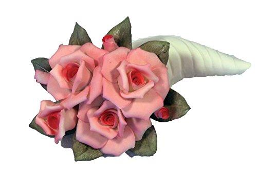 Capodimonte Roses Cornucopia Pink porcelain flower hand made in Italy