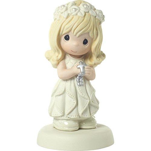 Precious Moments 'May His Light Shine in Your Heart Today & Always' Blonde Hair Girl with Light Skin Tone First Communion Bisque Porcelain Figurine